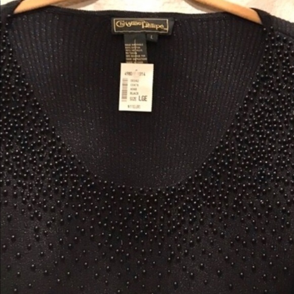 🔥CHRISTINE PHILLIPE’ BLACK METALLIC & PEARL TOP - Picture 4 of 4